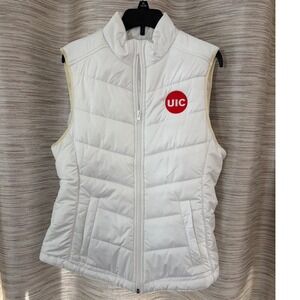 Cutter & Buck WeatherTec White Puffer Vest UIC Logo Womens Small Full Zip NWT